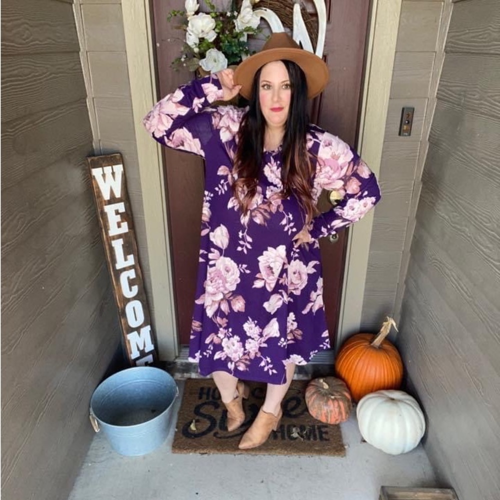 NWT - LuLaRoe Emily Dress - Purple Floral Print - XS